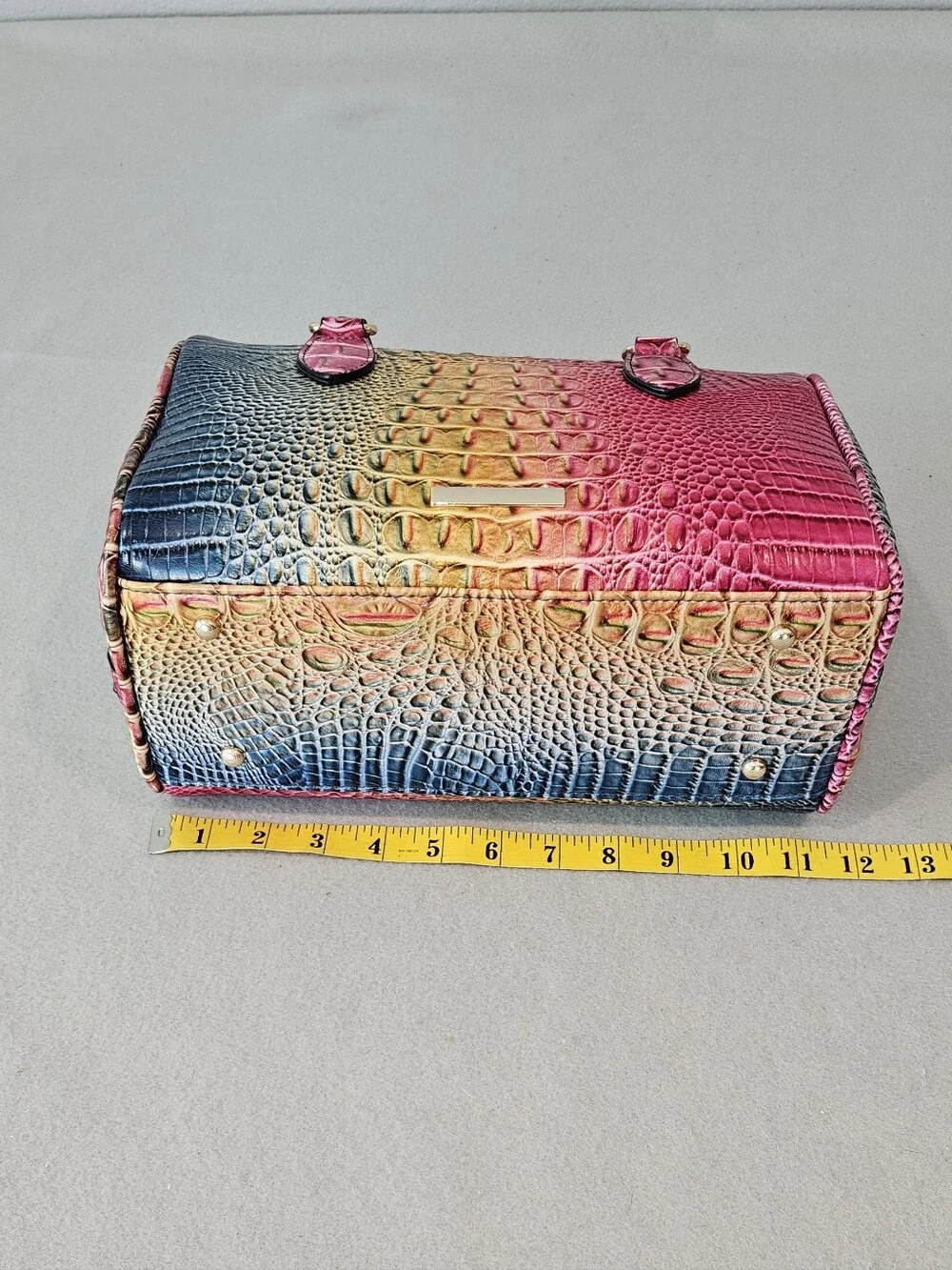 NWOT Rainbow Ombre Croc Embossed Large Satchel Handbag Multicolor Statement Bag